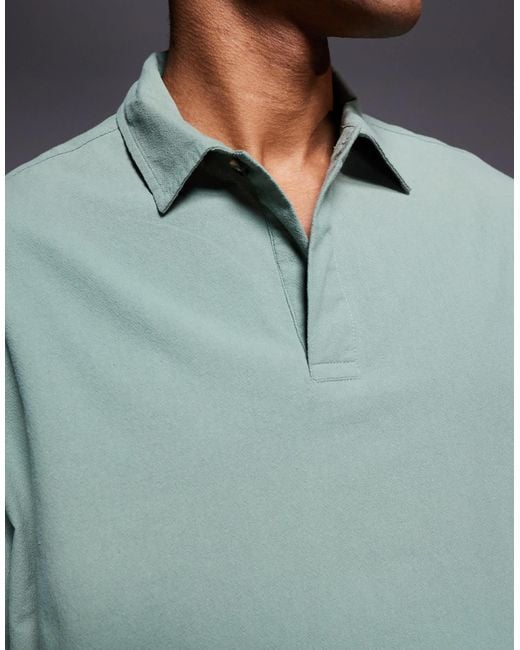 ASOS Blue Boxy Oversized Overhead Textured Shirt for men