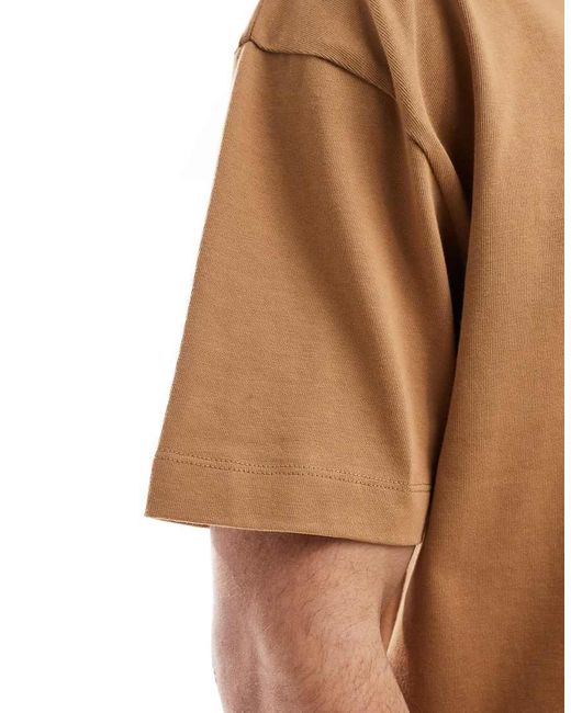 ASOS Oversized Recht T-Shirt Van 240 G/M² Zware Stof in het Natural voor heren