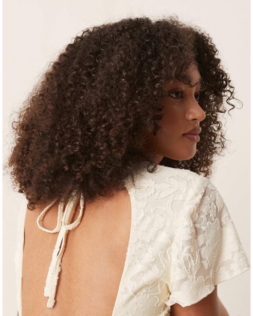 ASOS White Flutter Sleeve V Neck Mini Dress