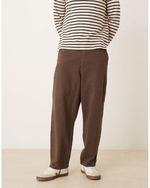 ASOS Natural Relaxed Tapered Trousers for men