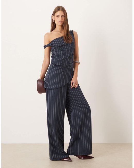 ASOS Blue Twist One Shoulder Jumpsuit
