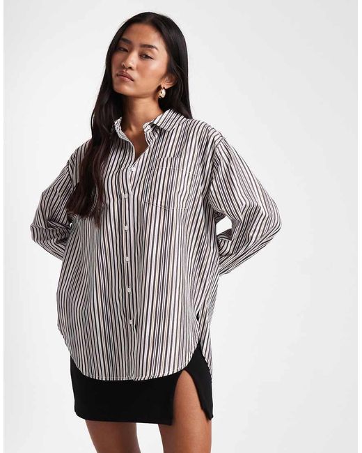 ASOS Oversized Overhemd Met Mannelijke Strepen in het Gray