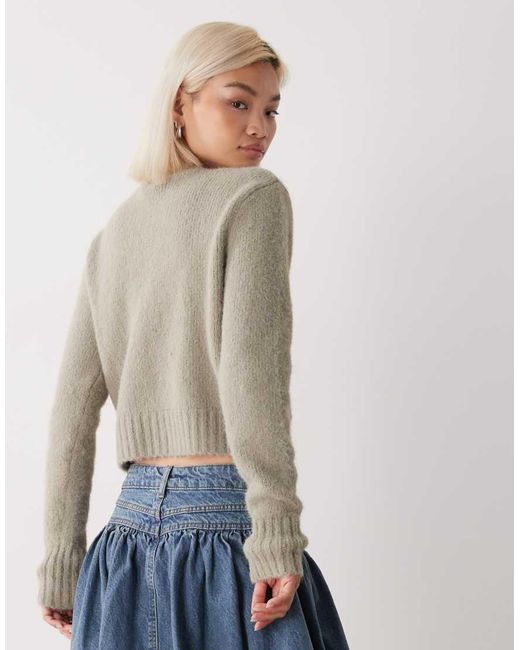 Monki Gray Cardigan With Front Pockets