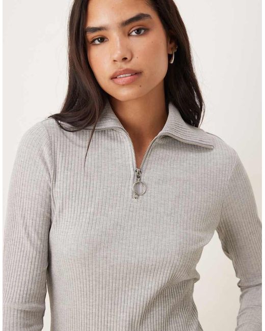 Jdy Gray Half Zip Knitted Polo