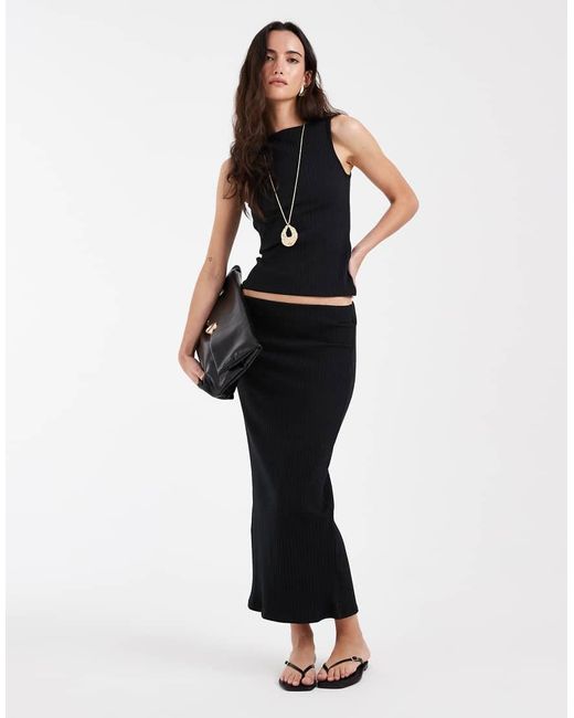 Vero Moda Platte Geribbelde Midirok Van Jersey in het White