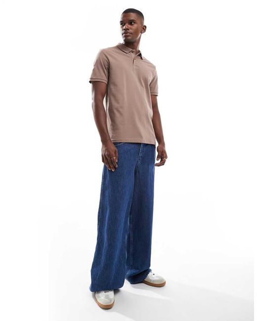 ASOS Basic Regular-Fit Piqué Polo in het Brown voor heren
