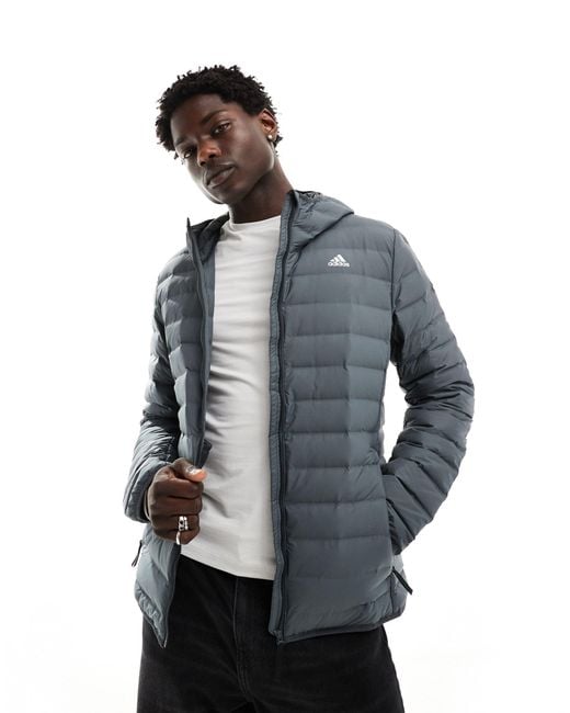 Adidas Originals Gray Adidas Outdoor Varilite Padded Hooded Jacket for men