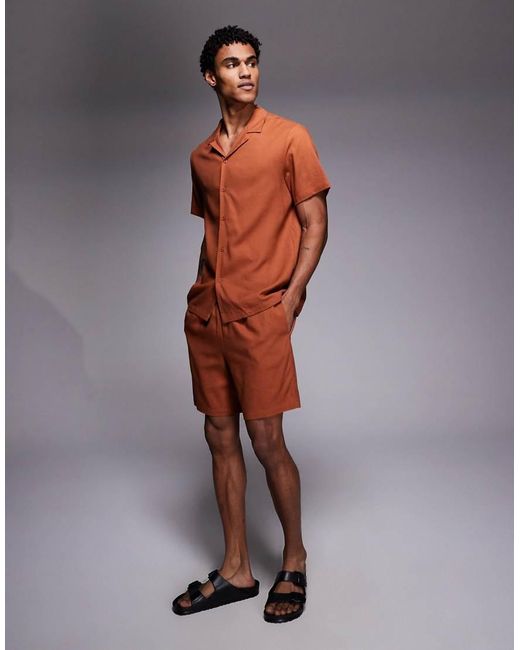 South Beach Red Linen Short for men