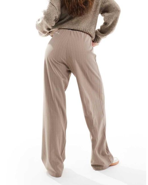 Vero Moda Broek Met Wijde Pijpen En Krijtstreep in het Natural