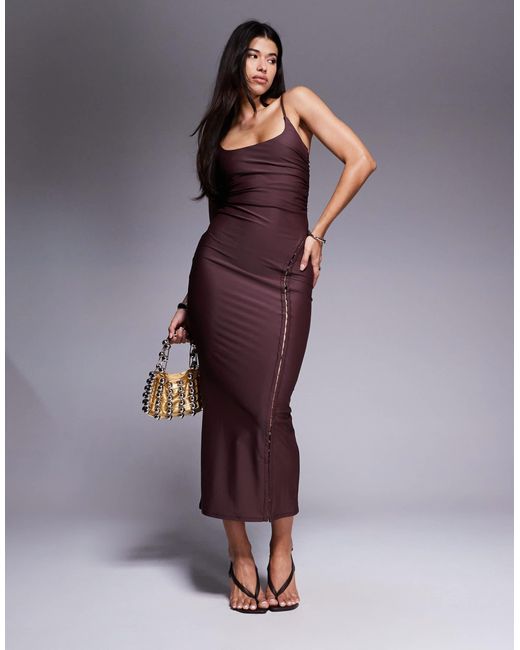 ASOS Purple Activewear Choc Hook & Eye Midi Dress