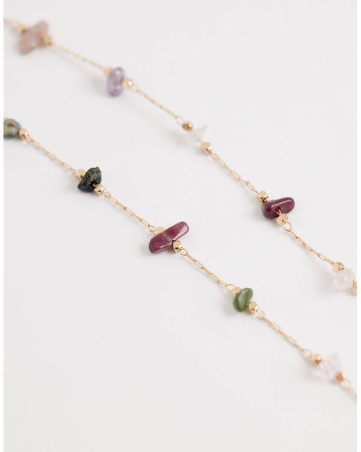 ASOS Natural Asos design curve – kurze, e halskette mit kunststein-splittern