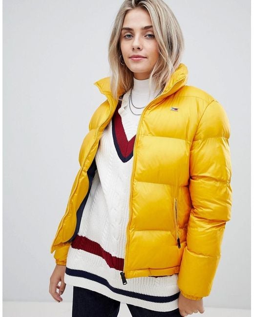 Tommy Hilfiger Denim Padded Jacket in Yellow | Lyst Canada