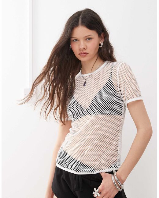 Weekday Gray – t-shirt aus netzstoff