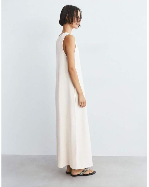 Pull&Bear White Long T-shirt Dress