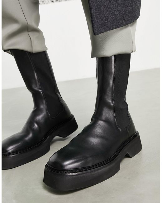 ASOS Black High Chelsea Calf Boots for men