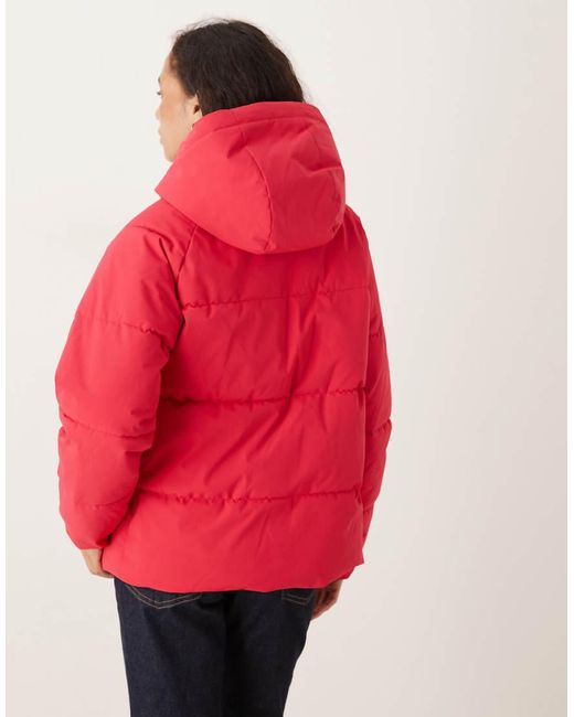 JJXX Red Hooded Puffer Jacket