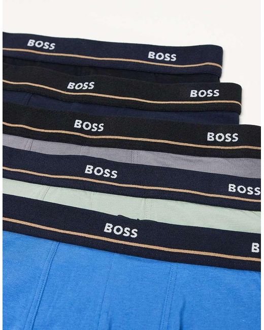 Boss Blue Boss Bodywear 5-pack Logo Waistband Trunks for men