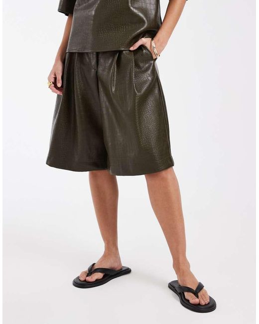 ASOS Green Tailored A Line Longline Belted Bermuda Shorts