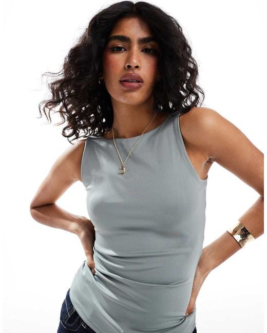 Vero Moda Gray 2 Way Square Neck Top