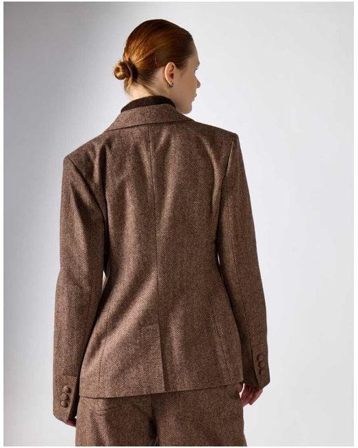 NARRATED Brown Double-Breasted Tweed Blazer