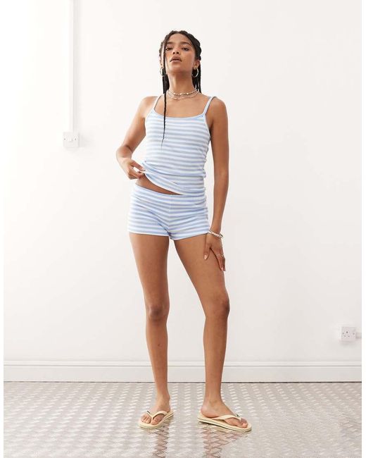 Collusion Gestreepte Cami Top in het White