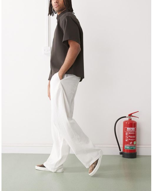 Collusion White Relaxed Woven Pants for men