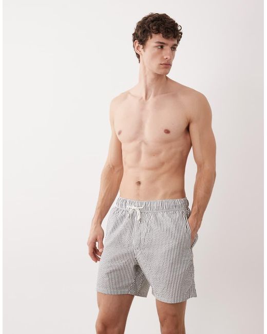 ASOS White Co-Ord Seersucker Swim Shorts for men