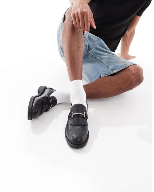 ASOS Black Faux Croc Loafers for men