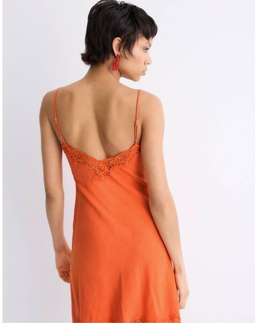 Stradivarius Orange Short Rustic Lace Dress