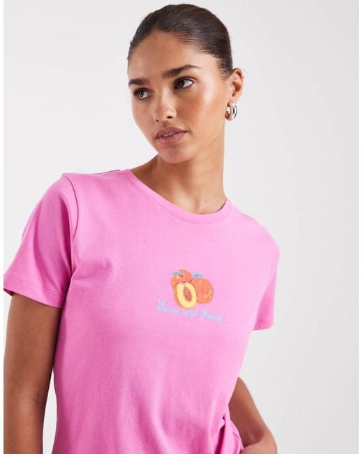 JJXX Pink Tee With Peach Print