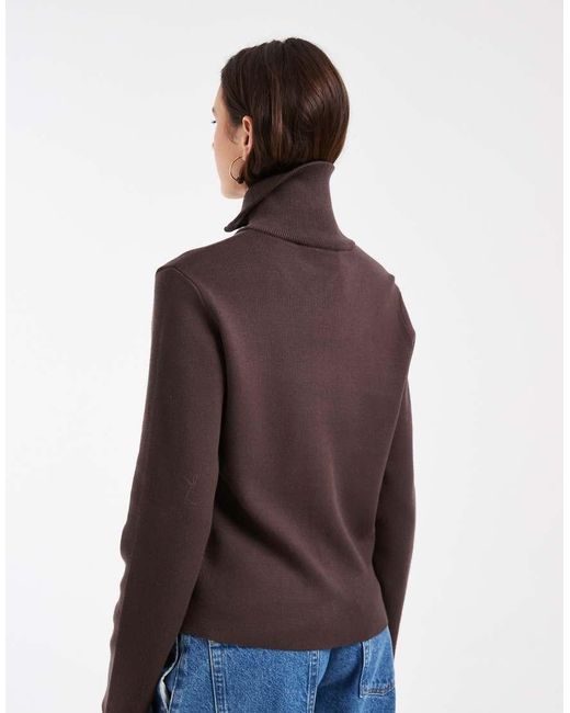 Object Blue Double Zip High Neck Knitted Cardigan
