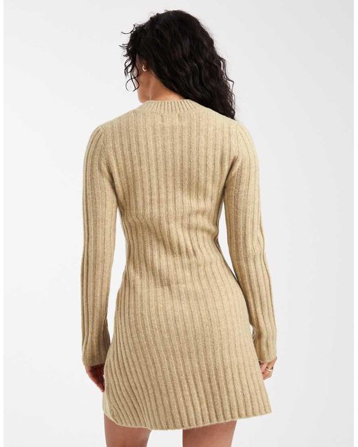 ASOS Natural Knit Structured Mini Dress