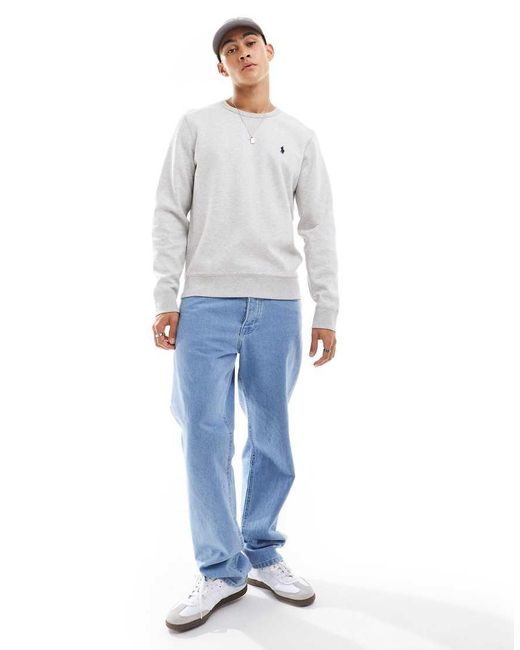 Polo Ralph Lauren Gray Icon Logo Double Knit Sweatshirt for men
