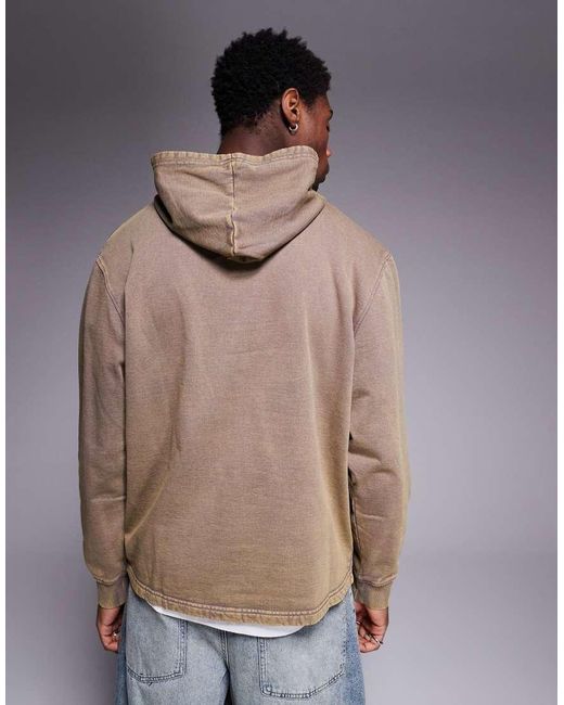 Felpa Con Cappuccio Oversize Slavato Con Dettagli Cut And Sew di ASOS in Natural da Uomo