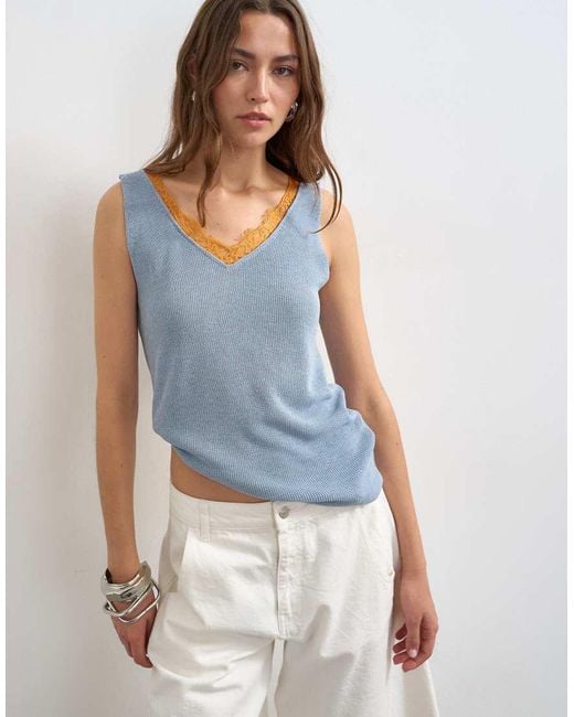 TOPSHOP Gray Knitted Vest