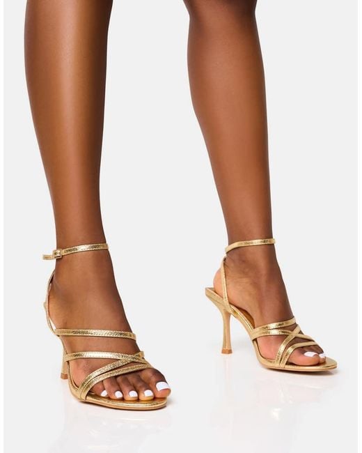 Public Desire Brown Free Spirit Wide Fit Strappy Mid Heels