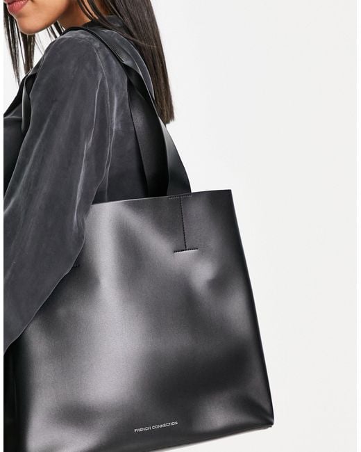 French Connection Black Structured Tote Bag