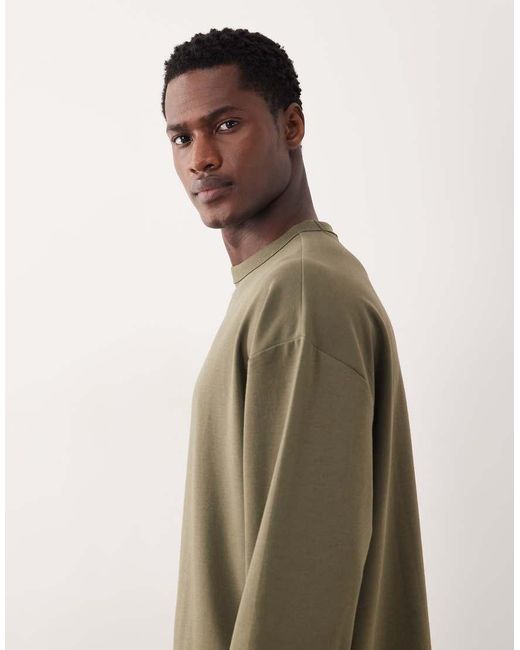 ASOS Green Breathemax Heavyweight Oversized Long Sleeve T-Shirt for men