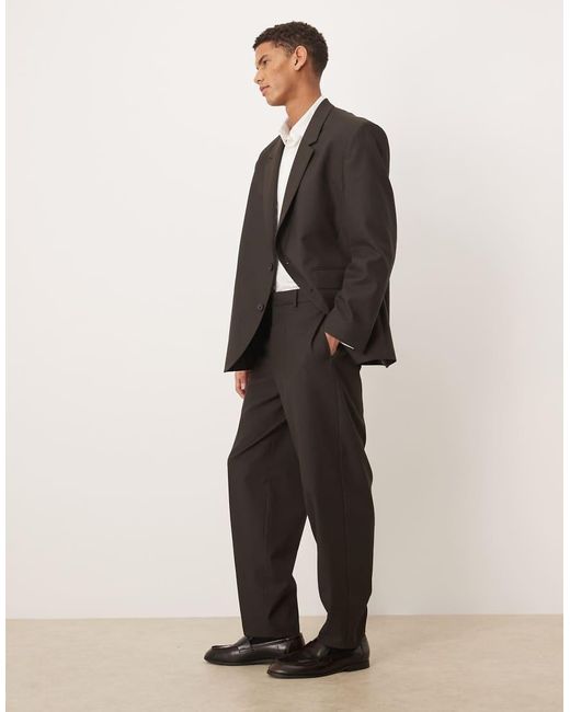 ASOS Natural Barrel Suit Trousers for men