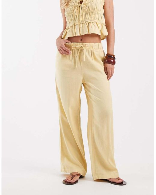 Only Petite Natural Linen Blend Pull On Pants