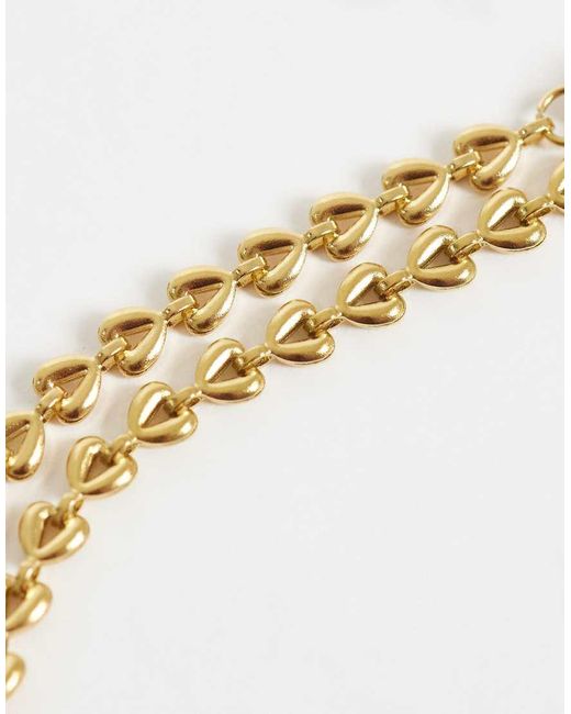 ASOS White Waterproof Stainless Steel Bracelet With Mini Heart Links