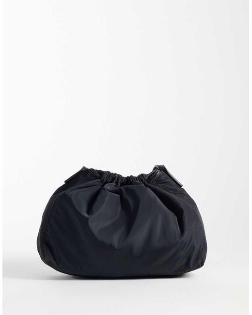 Calvin Klein Blue Nylon Drawstring Crossbody Bag With Bold Logo