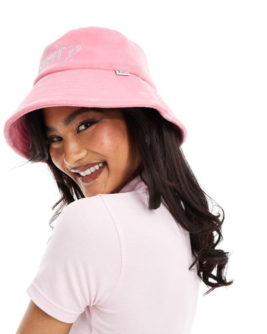 Juicy Couture Pink Diamante Velour Bucket Hat