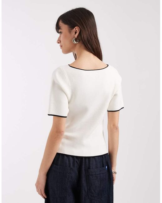 ASOS White Ruched Side Aysmmetric T-shirt