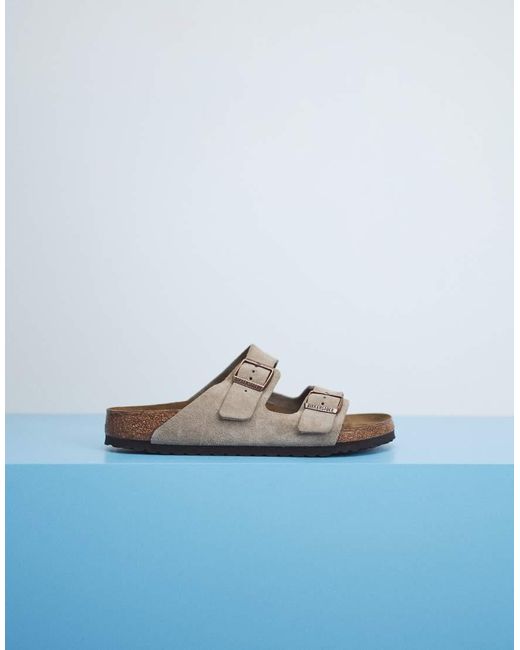 Birkenstock White Arizona Regular Fit Suede Sandals