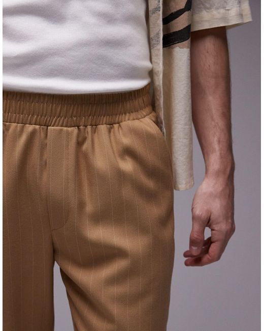 Pantalon fuselé à fines rayures - taupe Topman pour homme en coloris Brown