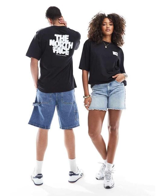 The North Face Blue Stone Block Logo Backprint Oversized T-shirt