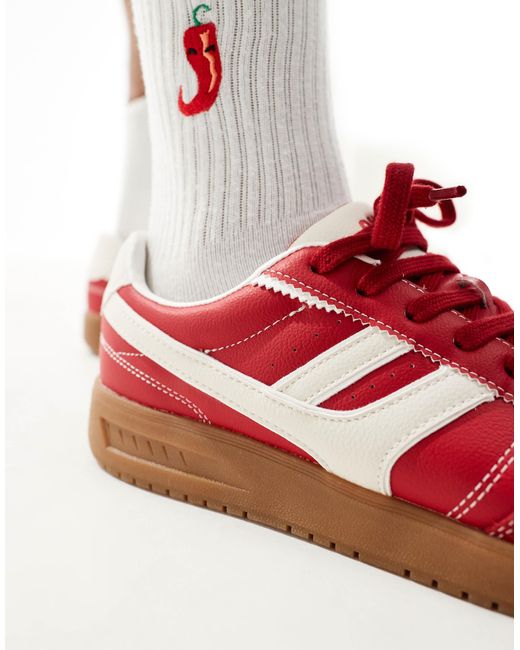 Pull&Bear White Retro Gum Sole Trainer for men