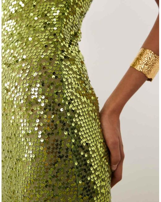 ASOS Green Embellished Sheer Scattered Sequin Cami Maxi Dress
