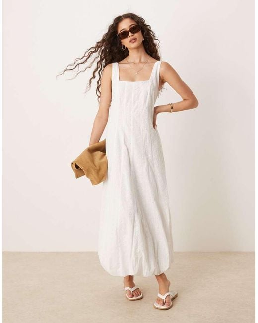 Mango Natural Structured Soft Bubble Hem Cotton Midaxi Dress